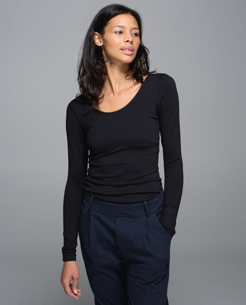 Lululemon Scoop Back Long Sleeve Black Luon Size 6-8